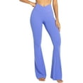 thumbnail image 5 of Womens Flare Leggings with Tummy Control Crossover Waist and Wide Leg, 5 of 14