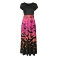 thumbnail image 4 of Patlollav Halloween Dresses Womens Long Dress Short Sleeve Colorful Print Beach Casual Maxi Sundress, 4 of 6