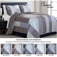thumbnail image 5 of Chezmoi Collection Sora 3-Piece Pre-Washed Plaid Checkered Grid Patchwork Stripe Cotton Quilt Set, King Size, 5 of 9