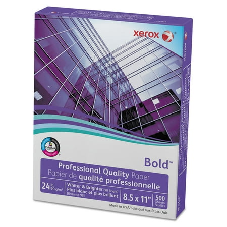 Xerox Bold Professional Quality Paper, 98 Bright, 8-1/2" x 11", White, 500 Sheets Per Ream