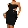 thumbnail image 3 of Women‘s Summer One Shoulder Cutout Sleeveless Bodycon Mini Short Dress, 3 of 7