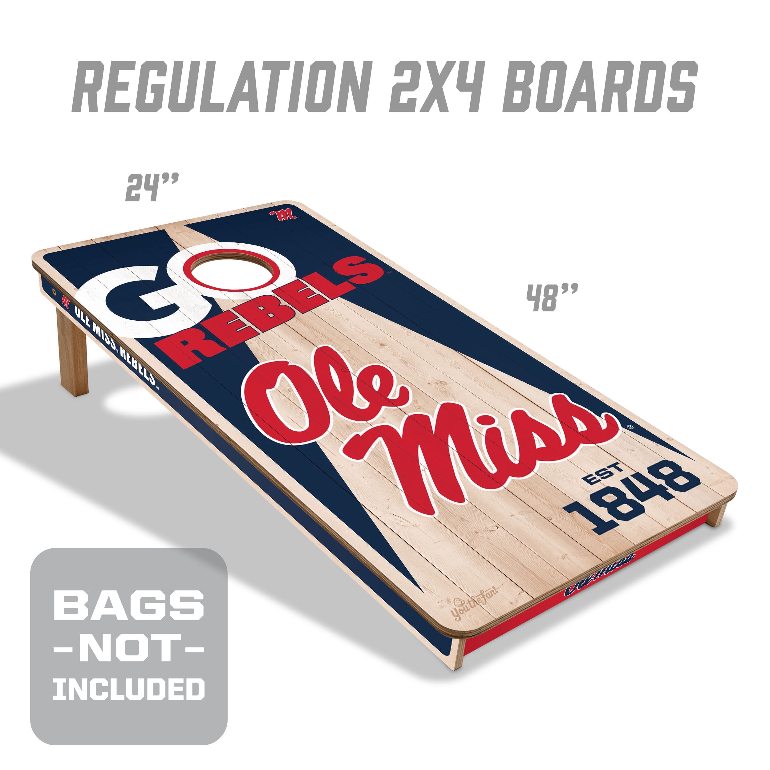 YouTheFan NCAA Mississippi Rebels 2' x 4' Cornhole Game No Bags
