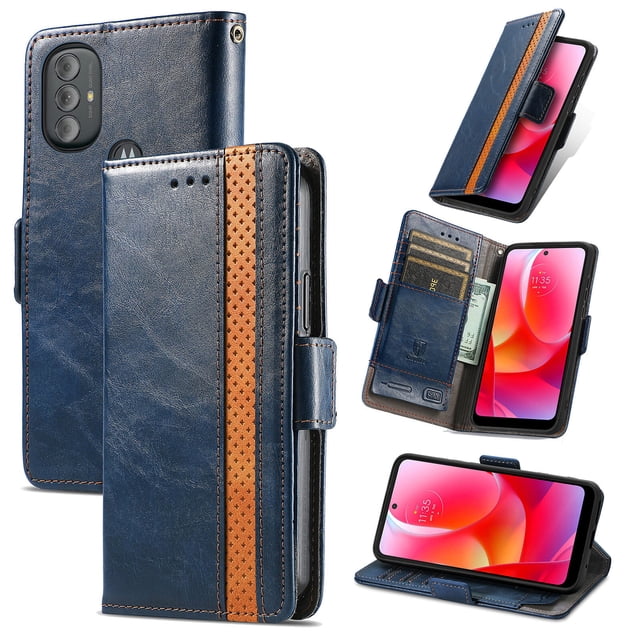 Case for Motorola Moto G Power 2022 Cover Leather Wallet Folio Case Book Design Flip Magnetic Closure - Blue