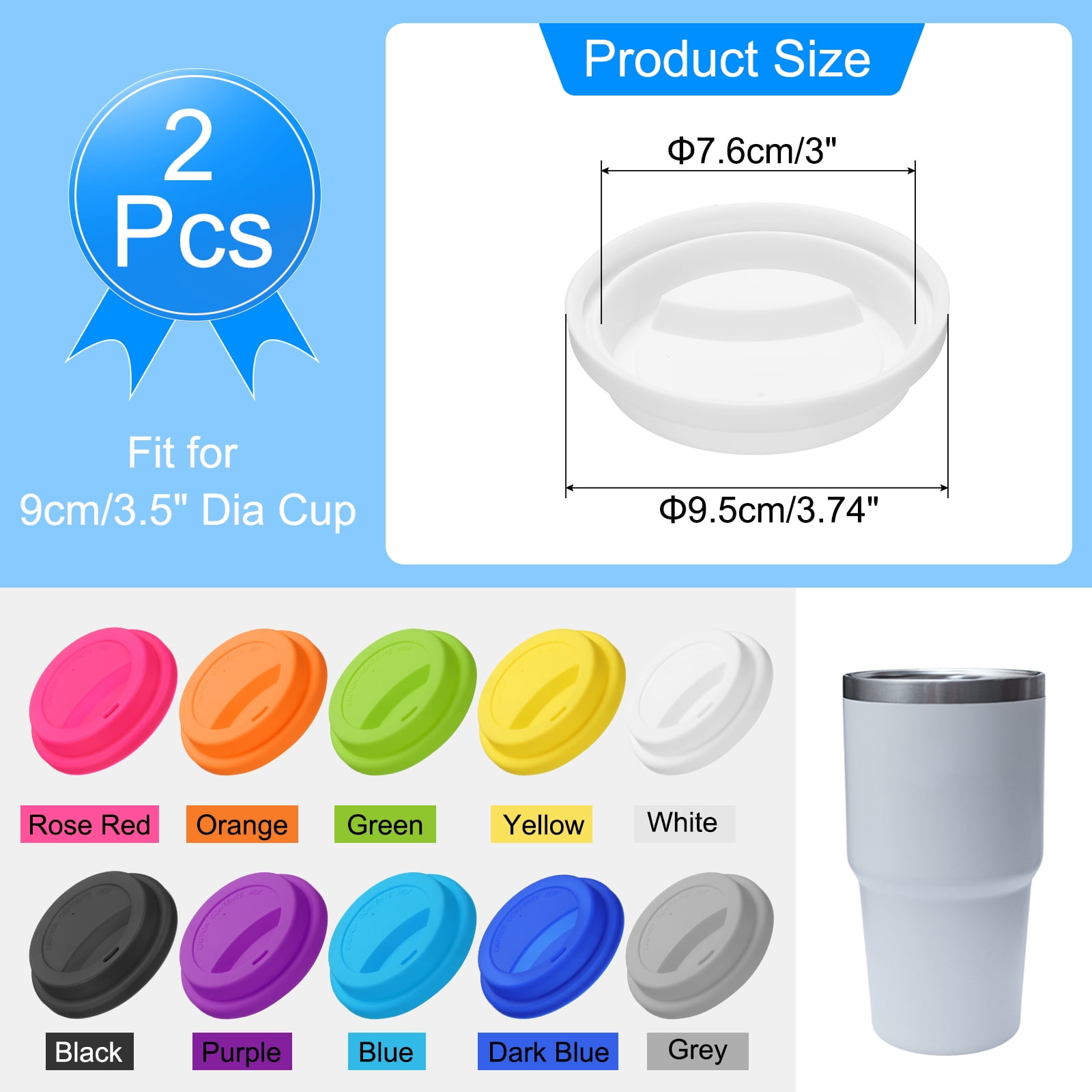 Unique Bargains Silicone Cup Lids Glass Cups Prevent Spills Temperature White
