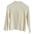 thumbnail image 2 of NAISIBABY Girls Long Sleeve Shirts, Solid Color Soft Fitted Pleated High Neck Casual Pullover Tops Beige 7-8T, 2 of 7