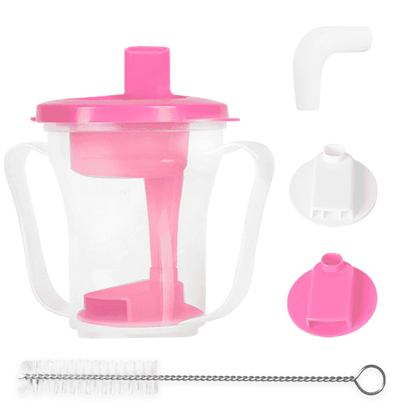 Ehucon Dysphagia Cup with Controlled Flow, 5cc & 10cc Inserts, Limited Flow Anti-Choking Drinking Aid for Elderly, Dementia & Stroke Recovery Patients