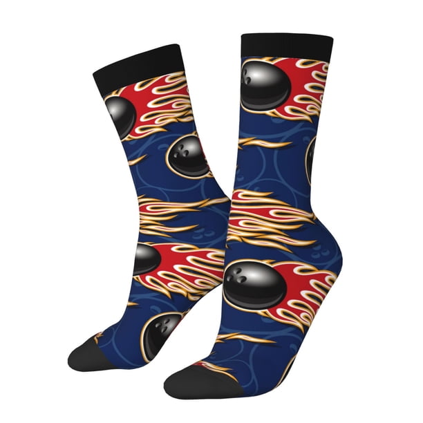 Balery Bowling Ball And Flame Calcetas Largas con Estampado para Hombre y Mujer – Suaves y Transpirables, Talla Única (US 5-11)