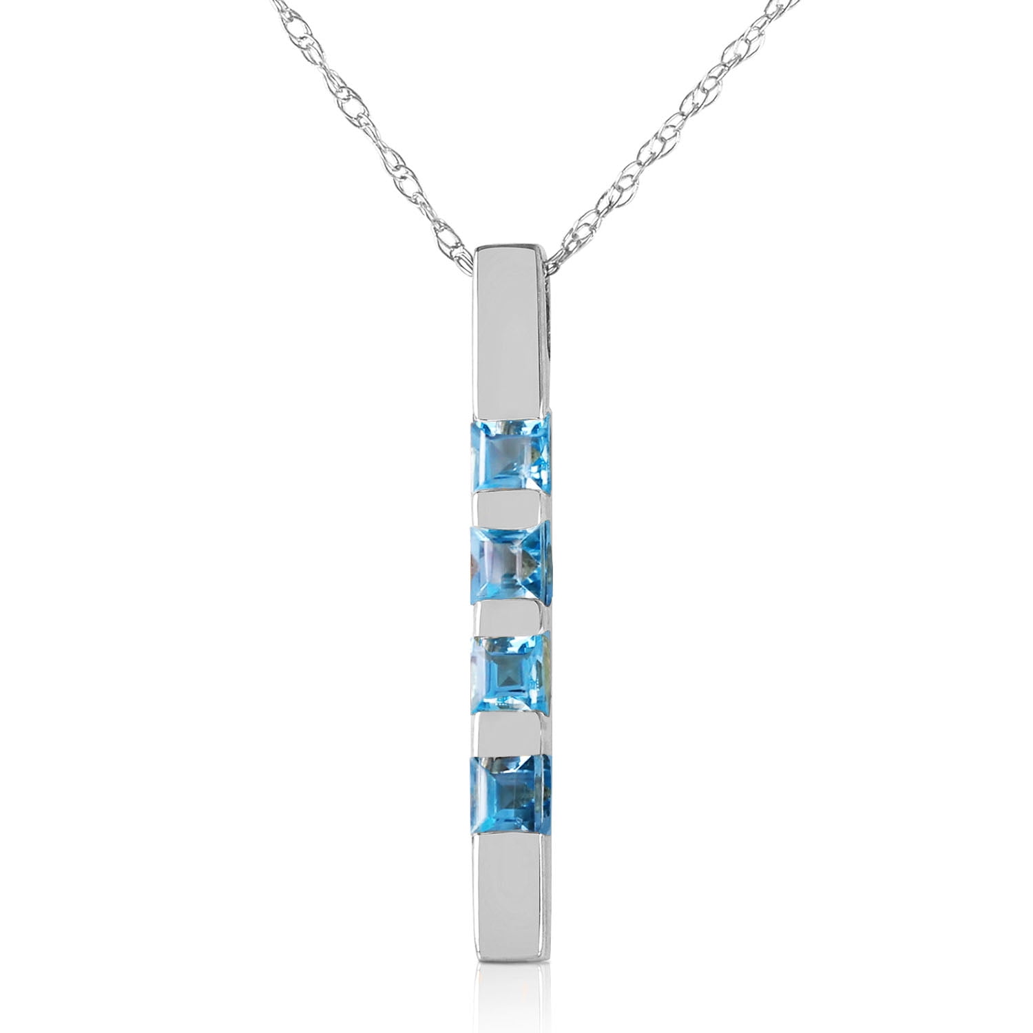 Galaxy Gold 14K Solid Gold 0.35 Carat Natural Blue Topaz Pendant Necklace for Women - White Gold Fine Jewelry