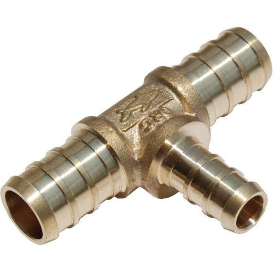 SharkBite PEX Barb Tee UC363LFA - Compact Reducer - 1/2 In. x 1/2 In. x 3/8 In., Brass