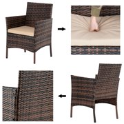 4 Piece Outdoor Patio Furniture Set, PE Rattan Wicker Chair Set, Sectional Furniture Bistro Set with Cushions and Tea Table, Wicker Conversation Set for Backyard Lawn Porch Garden Poolside, B428