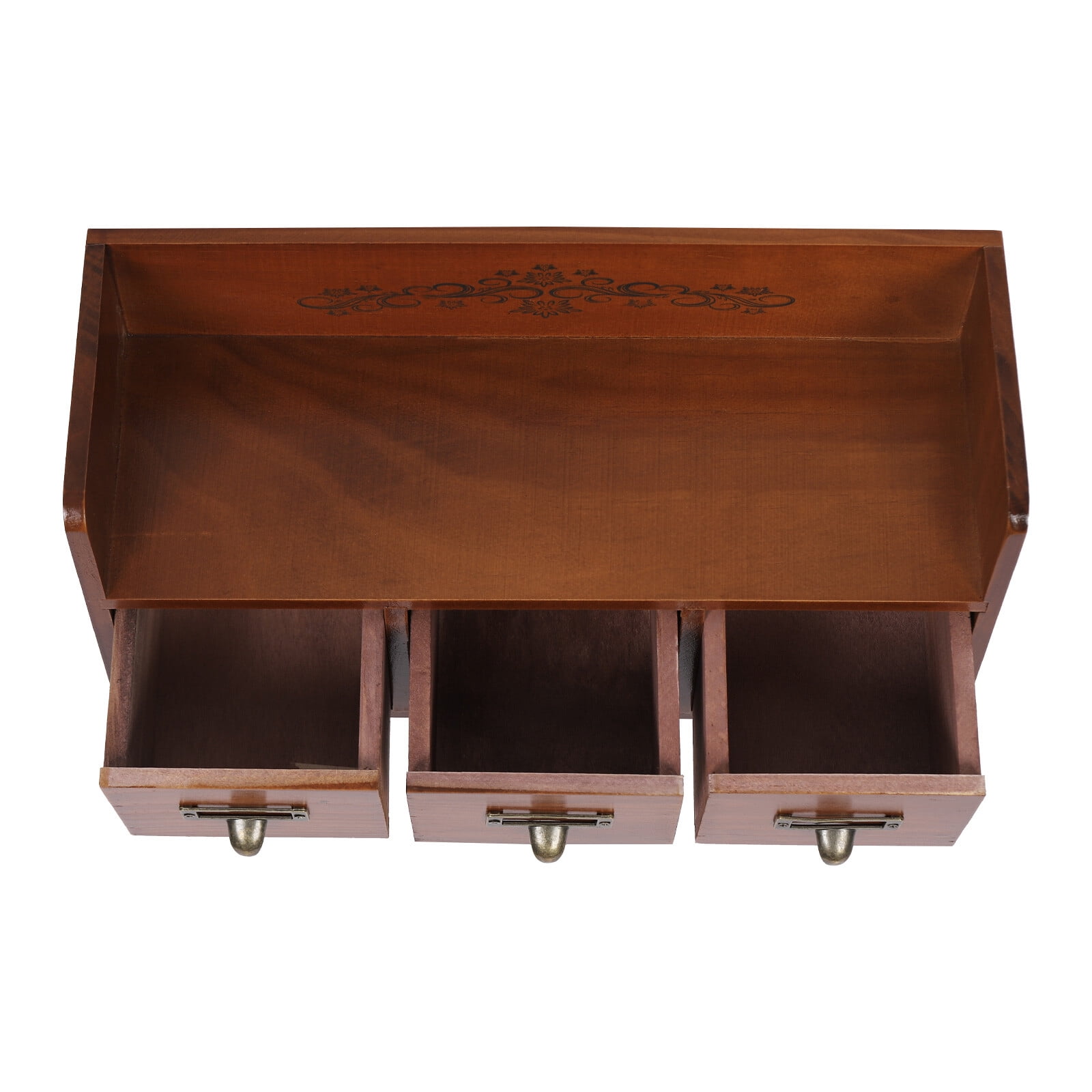 3 Drawers Vintage Desktop Organizer Small Wood Storage Cabinet Cosmetic Jewelry Organizing Box