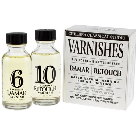 Damar Varnish Oil Painting - Chelsea Classic Studio 1oz. Damar & 1oz. Retouch Lavendar Varnish Sampler Set
