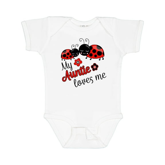 Inktastic My Auntie Loves Me with Cute Lady Bugs Boys or Girls Baby Bodysuit