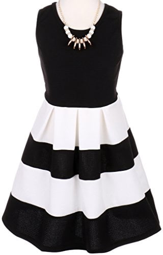 black and white striped flower girl dress