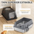 thumbnail image 3 of Arenero Cerrado para Gatos en Acero Inoxidable — Caja XL iólor y ifugas, Tapa Desmontable y Doble Entrada, Fácil Limpieza —  para Hogar, Apartamentos y Refugios, 3 of 9