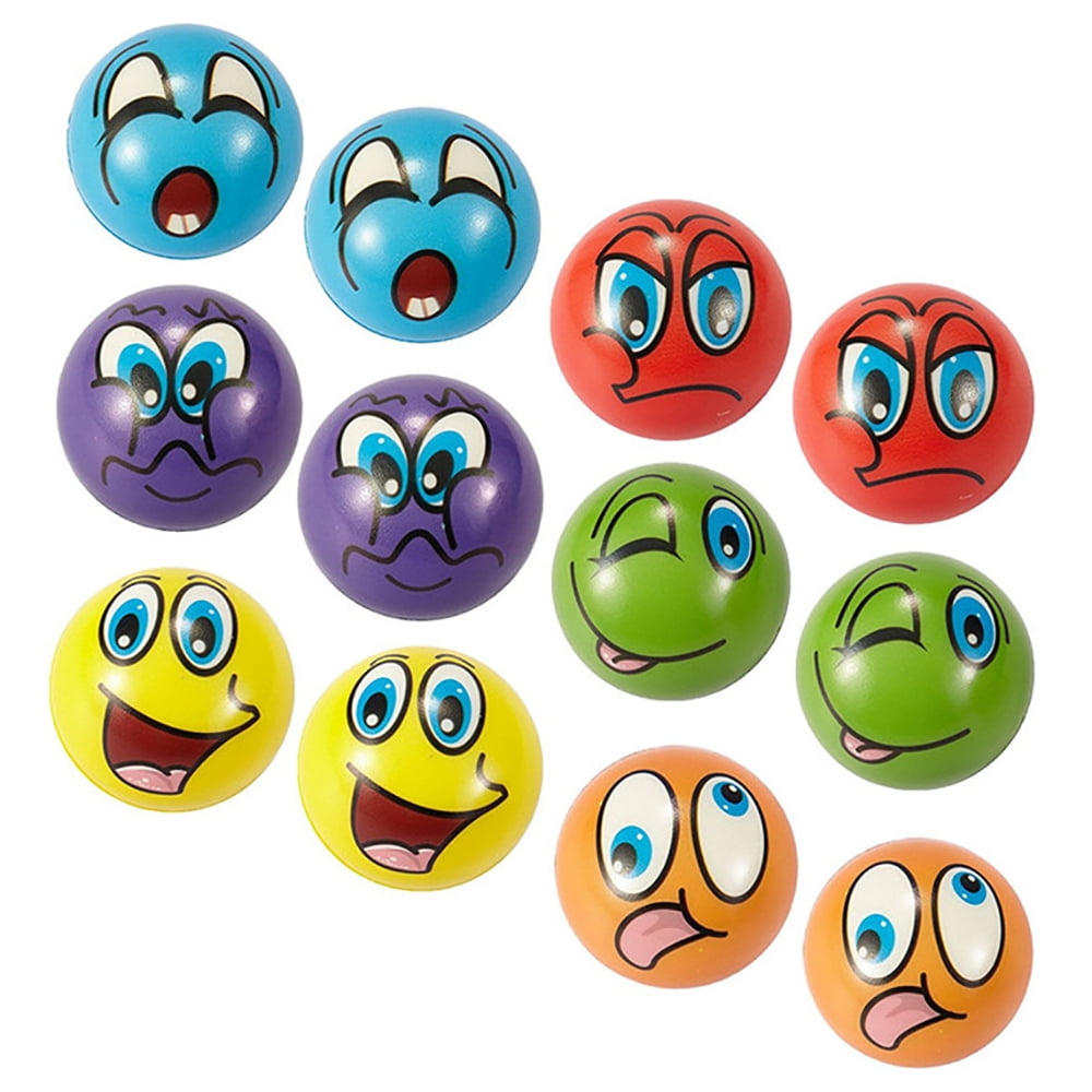 PlayWorld Mini Emoji Soft Foam Stress Balls (24 Balls Per Box)