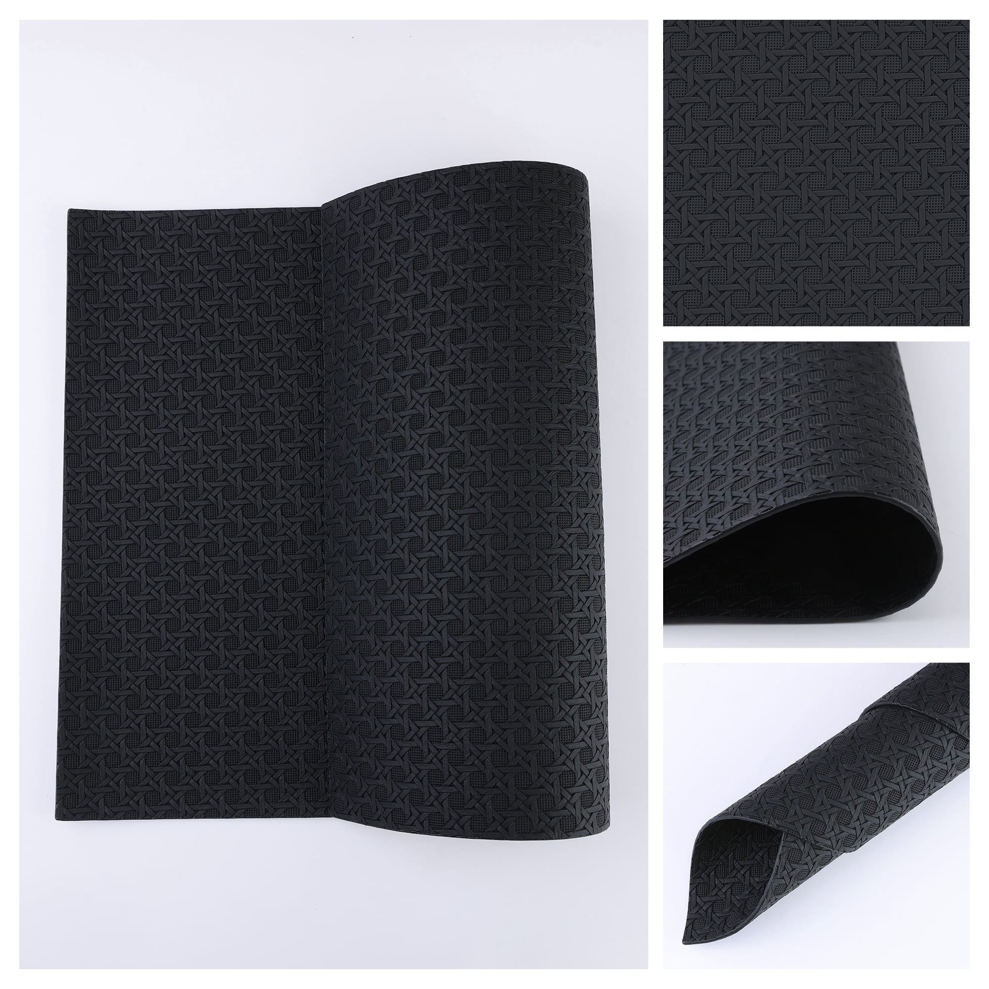 Unique Bargains Set of 6 Woven Placemats for Dining Black 17*12in