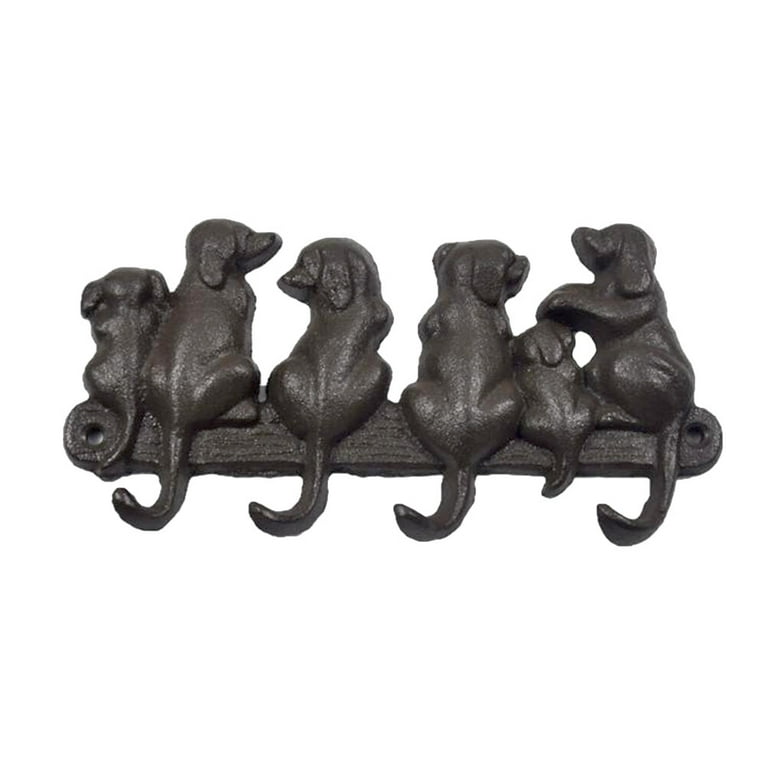 Dog Shape Hook Cast Iron Dog Hook Pastoral European Style Retro Wall Coat  Hook (Black) 