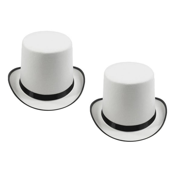 Segolike 2x White Magician Top Hat Party Cap Men Womens Fancy Dress Costume Accessory