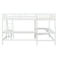 thumbnail image 2 of MAYEERTY Wood Twin Size L-Shaped Loft Bed with Ladder and 2 Built-in L-Shaped Desks, White, 2 of 16