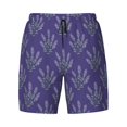 thumbnail image 4 of Lsque Mens Swim Trunks Lavender Flowers Pattern - Bathing Suit Compression Liner - Beach Swim Shorts Swimwear - (S-3XL) - Stretch Quick Dry -Small, 4 of 9
