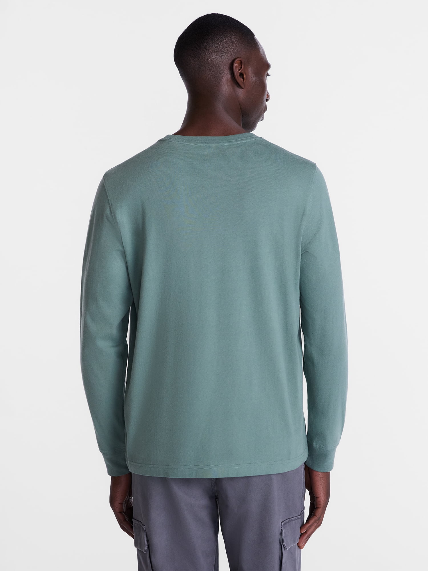 George Men's and Big Men's Relaxed Fit Cotton Crewneck Tee with Long Sleeves, Size XS-3XL