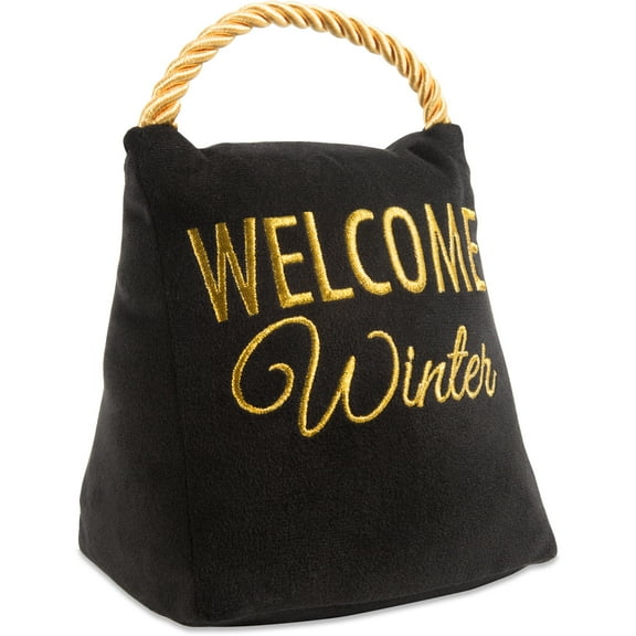 Pavilion Gift Company Pavilion-Welcome Winter-Black Velvet 6 Inch Tall-2 Pounds Door Stopper