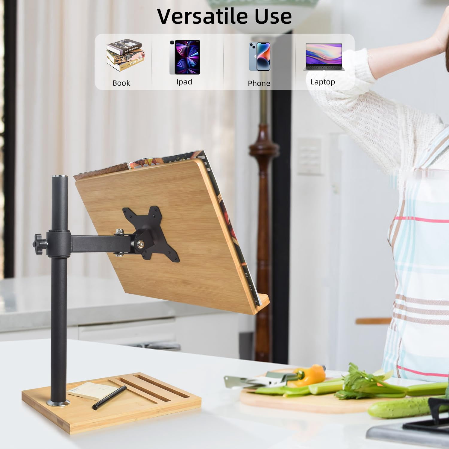 Foldable Metal Book Stand For Reading - Adjustable 3-Angle Holder For - View #4