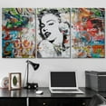 thumbnail image 3 of wall26 Canvas Print Wall Art Set Spray Paint Style Marilyn Monroe Graffiti &amp; Street Art Comic Book Illustrations Modern Art Portrait Boho Decorative for Living Room, Bedroom, Office - 24"x36, 3 of 5