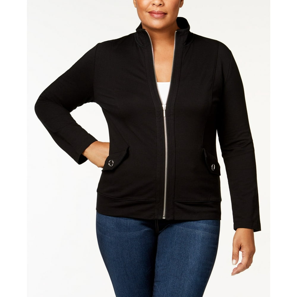Karen Scott Karen Scott Knit MockNeck Jacket Plus Size 2X
