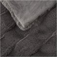 thumbnail image 5 of JERFIT Faux Fur & Velvet Plush Throw Blanket, Ultra Soft Cozy Fluffy Bedroom Decor, Luxurious Basketweave Grey Polyester Blanket for Couch, Sofa, Dorm, 5 of 7