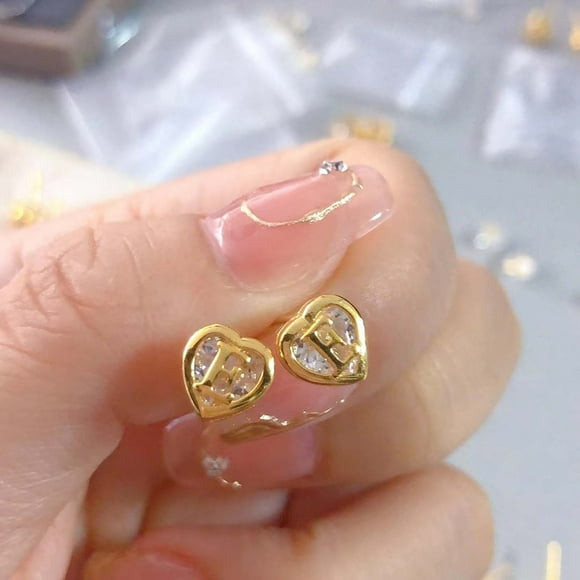 Boucles D'Oreilles Cœur Pour Filles,Clous D'Oreilles S925 Pour Femmes,Boucles D'Oreilles Initiales,Bijoux Pour Adolescentes Et Enfants,Cadeau Tendance,En Forme De Cœur,Ensembles De Boucles D'Oreilles
