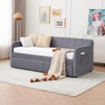 thumbnail image 3 of Newboti Furniture Twin Upholstered Daybed Frame with Trundle, Twin Size Sofa Bed for Bedroom Living Room Guest Room, Wood Slat Support,Grey BN.6014, 3 of 16