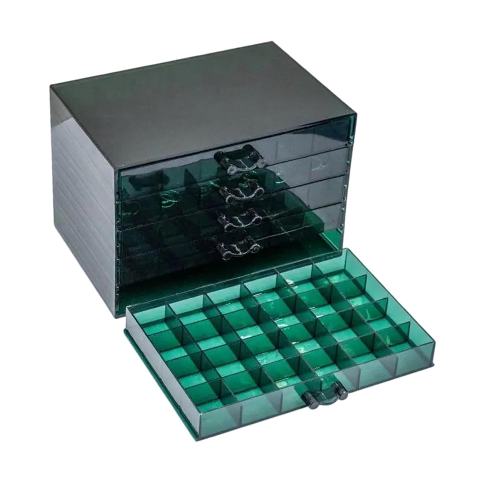 Milageto Nail Arts Storage Box 120 Jewelry Organizer for Earring Beads Glitters Dark Green