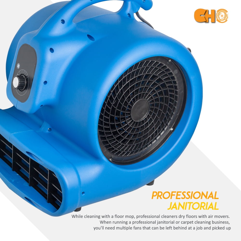 NHT 1HP Utility Floor Fan Air Mover for Garage Workshops Floor Drying 