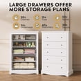 thumbnail image 6 of GALAXHERO 5 Drawer Dresser for Bedroom, Retro Wood Chest of Drawers, Tall Dresser with Round Metal Handle for Living Room, Hallway, Closet, White, 6 of 10