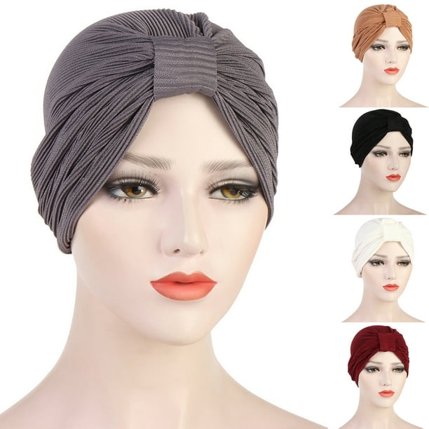 Travelwant Turbans for Women Soft Turban Head Wrap Pleated Beanie Cap