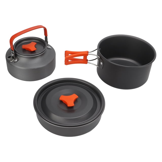 Camping Cooking Set with Tea Kettle Storage Bag Frying Pan Portable Camping Cookware Set for 2 To 3 People,