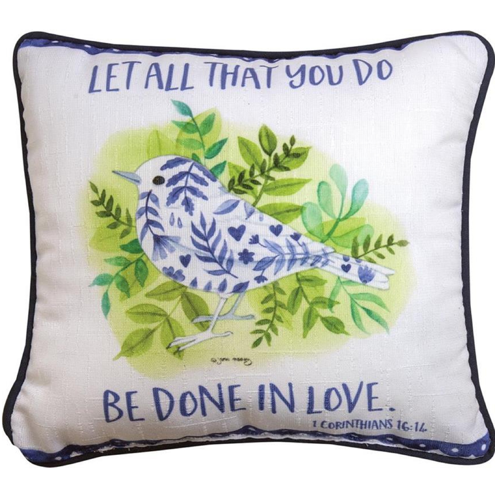 12" Green and Purple Indigo Rejoice Bird Pillow