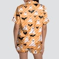 thumbnail image 5 of Weebloom Halloween Pajama Sets Women Two Piece Outfits Cat Print Short Sleeve V Neck Shorts Set Sleepwear Nightwear Pjs Loungewear Orange Xl, 5 of 5
