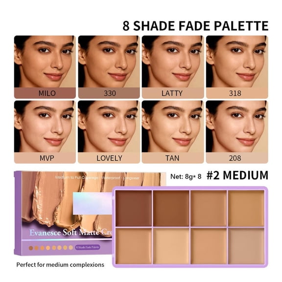 Soft Matte Cream Concealer Palette,8 Colors Concealers Full Coverage Cream Contour Palette for Dark Circles, Fine Lines, Redness & Blemishes