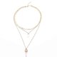 thumbnail image 4 of Bohemia Style Alloy Three-layer Necklace Moon Pink Crystal Pendant Women Dress Accessories, 4 of 5