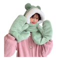 thumbnail image 3 of ASFGIMUJ Plush Three Warm One Creative Five Gloves Thickened Girls' Scarf Hat In Finger Wool Outdoor Scarf Green One Size, 3 of 8