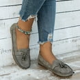 thumbnail image 3 of Womens Penny Loafers Casual Slip on Orthopedic Shoes with Arch Support Round Toe Stitching Tassel Nonslip Moccasin Driving Shoes Grey Size 6.5, 3 of 6