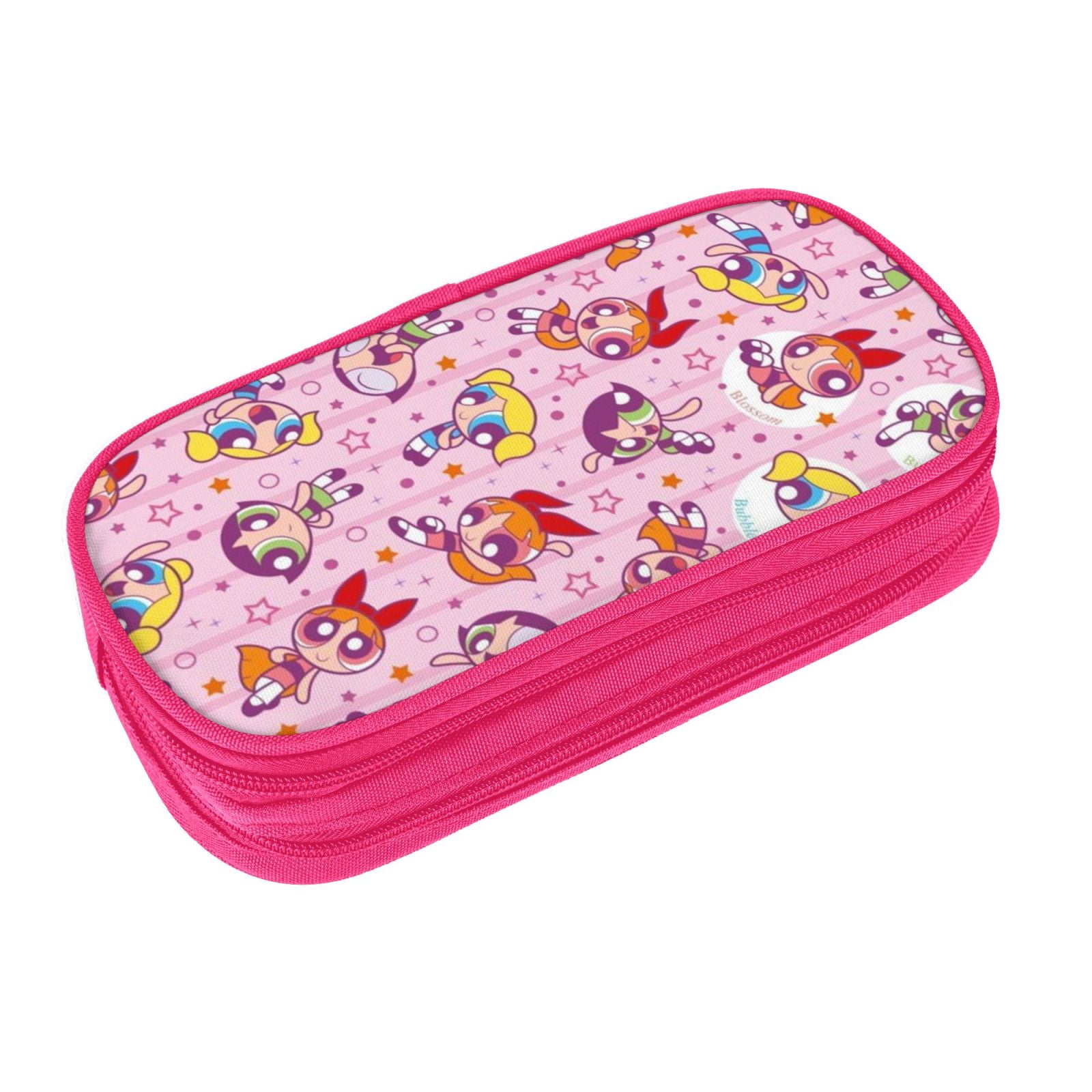 The Powerpuff Gi-rls Pencil Case Large Capacity Pencil Pouch Penbag Office Stationery Organizer Travel Makeup Bag Pink