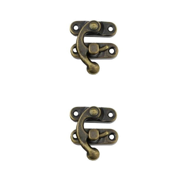 Scienceny Candado Cerradura de hierro Cerradura de gancho decorativa Hebilla oculta protectora de seguridad con tornillos Joyero Accesorios para Gancho izquierdo de bronce 2piezas