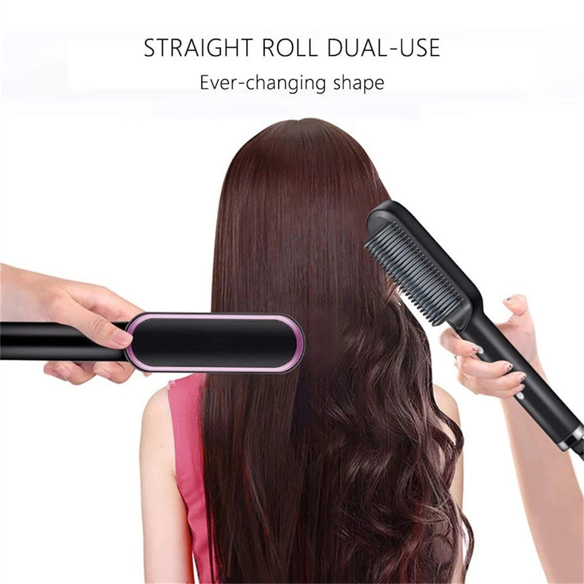Professional Hair Straightener Brush Electric Straightening Brush Heated Straightener Comb Electric Hair Comb,BLACK - image 5 of 9