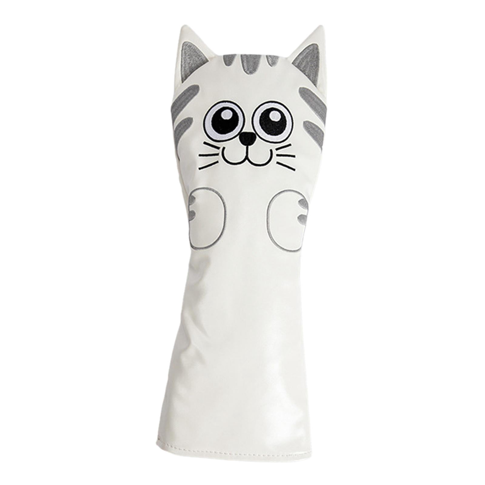 harayaa Golf Club Head Covers Mallet Putter Cat Pattern Accessories Putter Cue Headcover Driver White