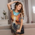 thumbnail image 3 of Zufioo Cartoon Pattern Corgi Print Women's Nightgown, Round Neck Short-sleeved Pajamas, Home Wear Suitable for Home and Outing, 3 of 6