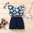 thumbnail image 2 of Mercatoo Baby Outfit Green Outfits Shorts Sleeve Baby Floral Toddler Girls Tops Printed Fly Girls Outfits&Set, 2 of 8